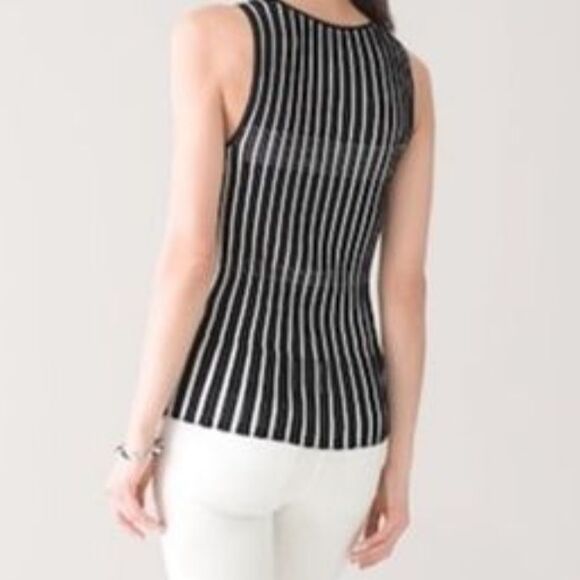 White House Black Market Striped Peplum Sweater Tank Sleeveless Rib Knit Top S - Picture 2 of 11